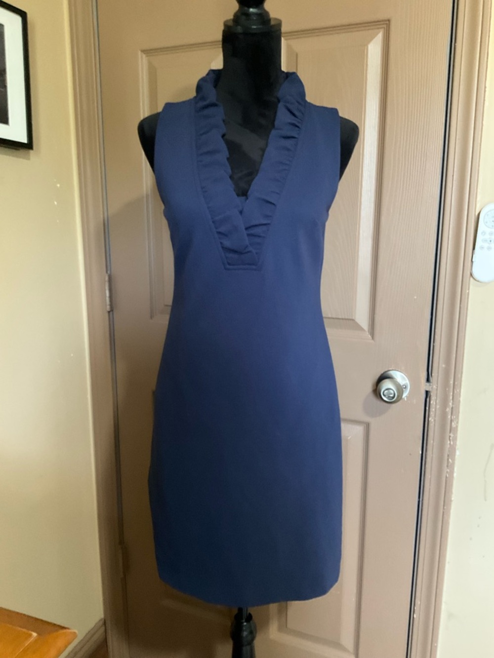 Lilly Pulitzer S navy sheath dress with ruffles